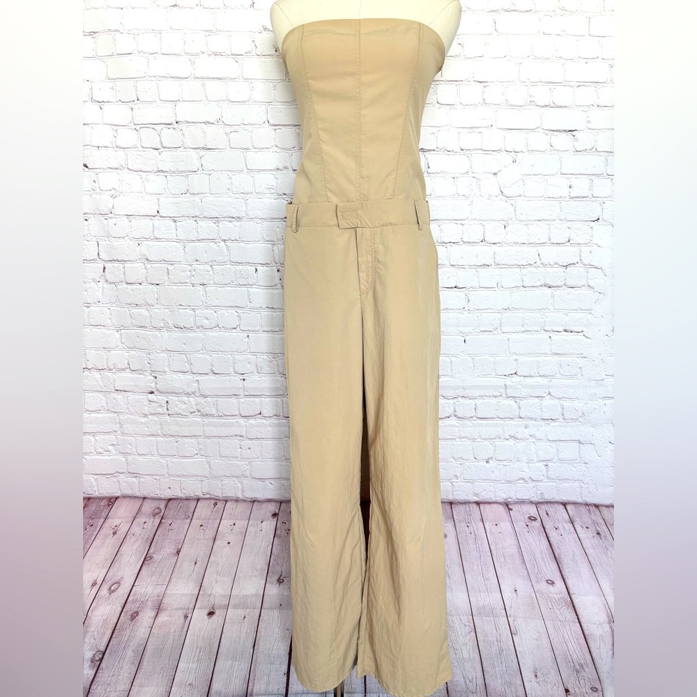 ZARA Strapless Wide Leg Tan Jumpsuit--NWT--M